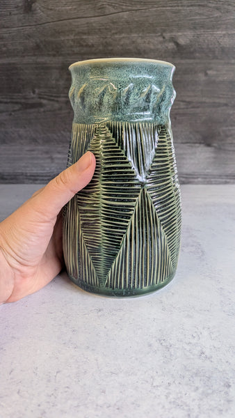 Vase: Carved Green