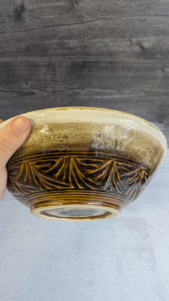 Bowl: Carved Brown Serving