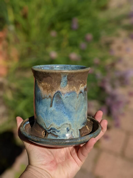Planter: Brown & Blue Drips
