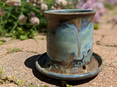 Planter: Brown & Blue Drips