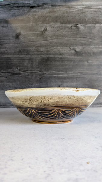 Bowl: Carved Brown Serving
