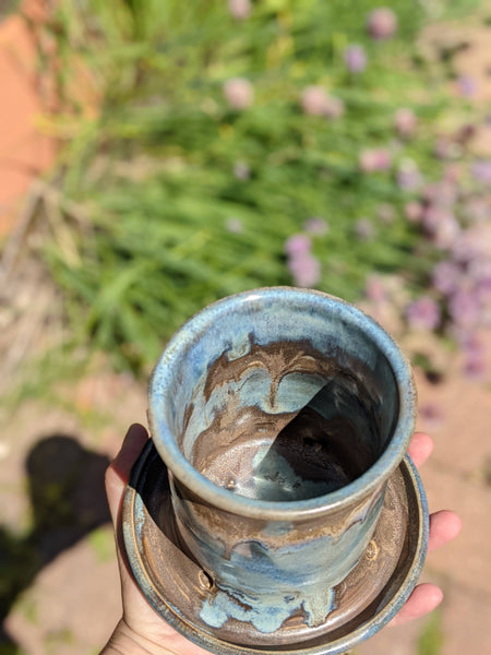 Planter: Brown & Blue Drips